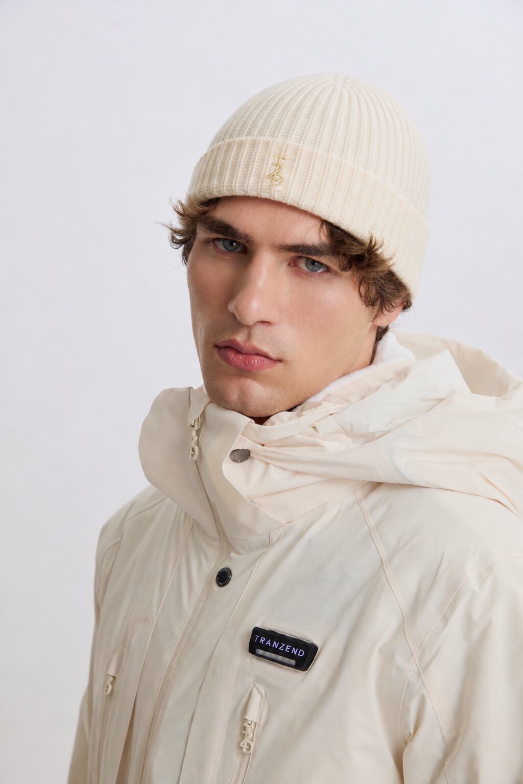 Balaclava Knitted Hat - Beige - Men - Cover