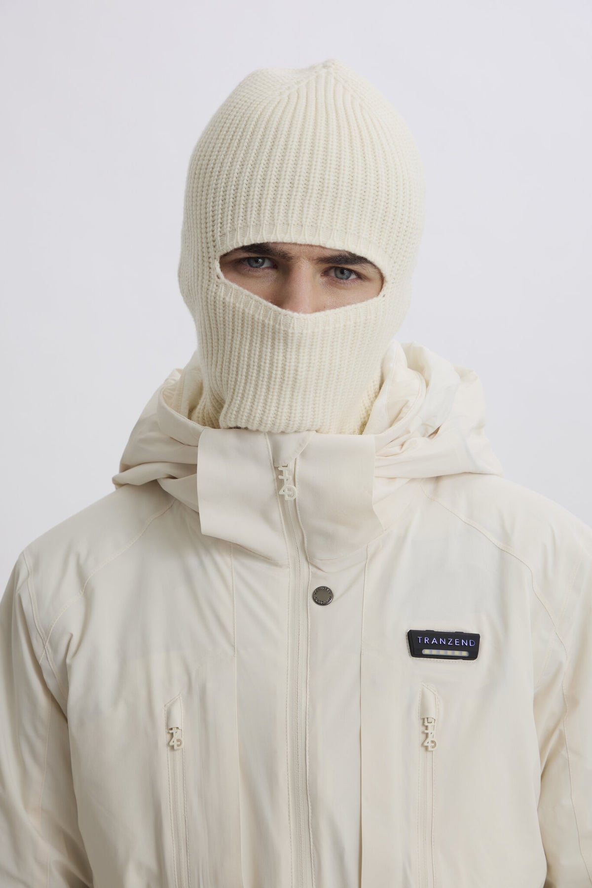 Balaclava Knitted Hat - Beige - Men - Second Image