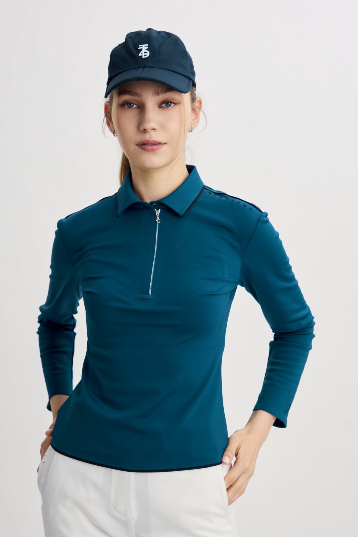 Drift Polo | Long Sleeves - Women - Peacock Blue - Cover