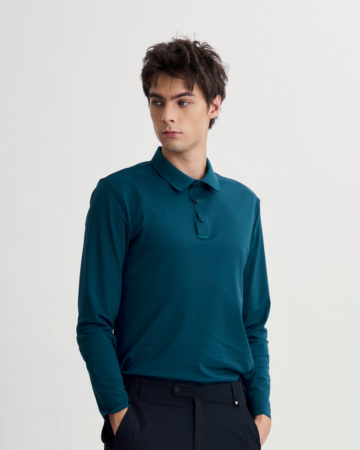 Infinite Glide Polo | Long Sleeves - Men - Peacock Blue - Cover