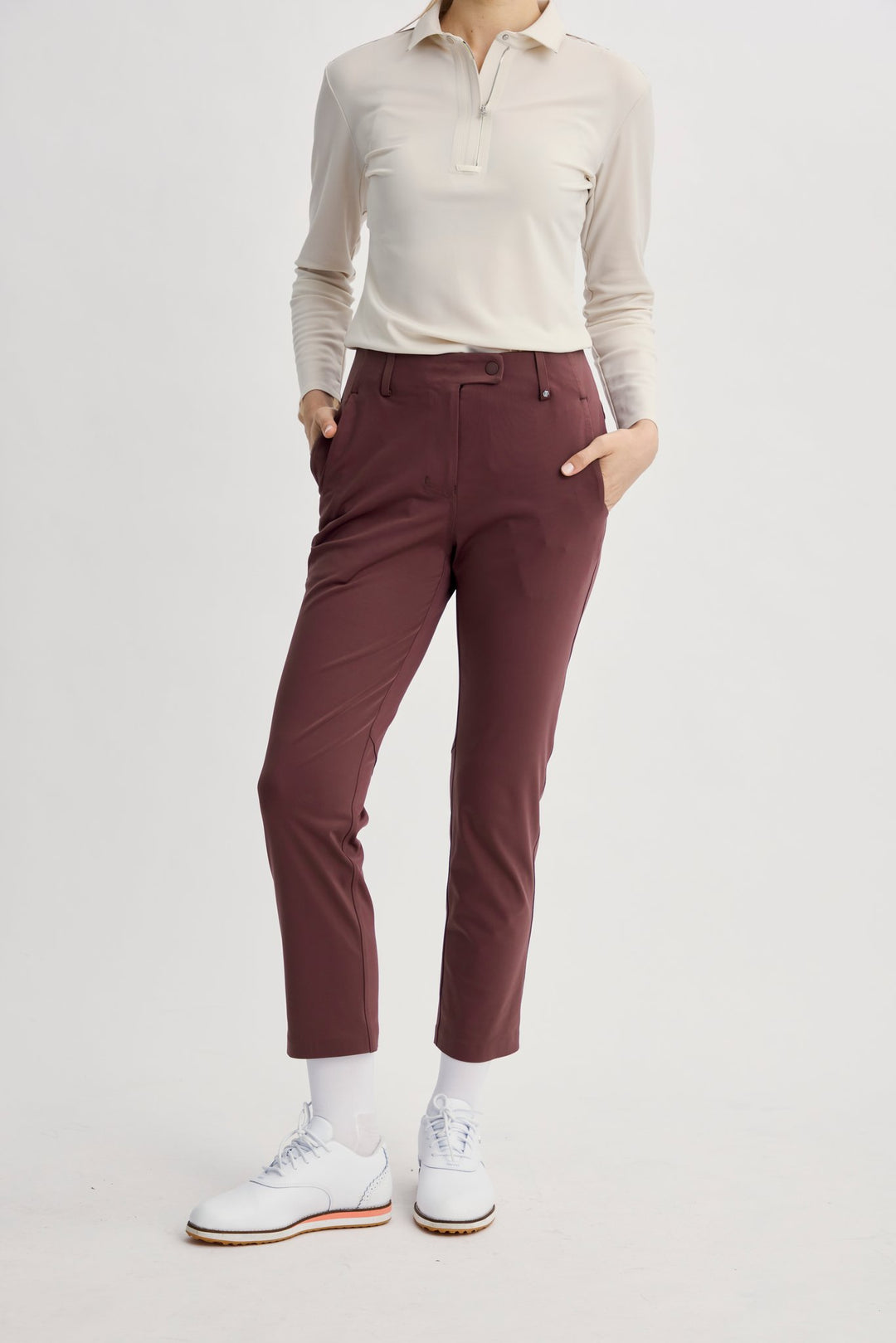 Infinite Motion Slim Trousers - Women - Brown - Cover