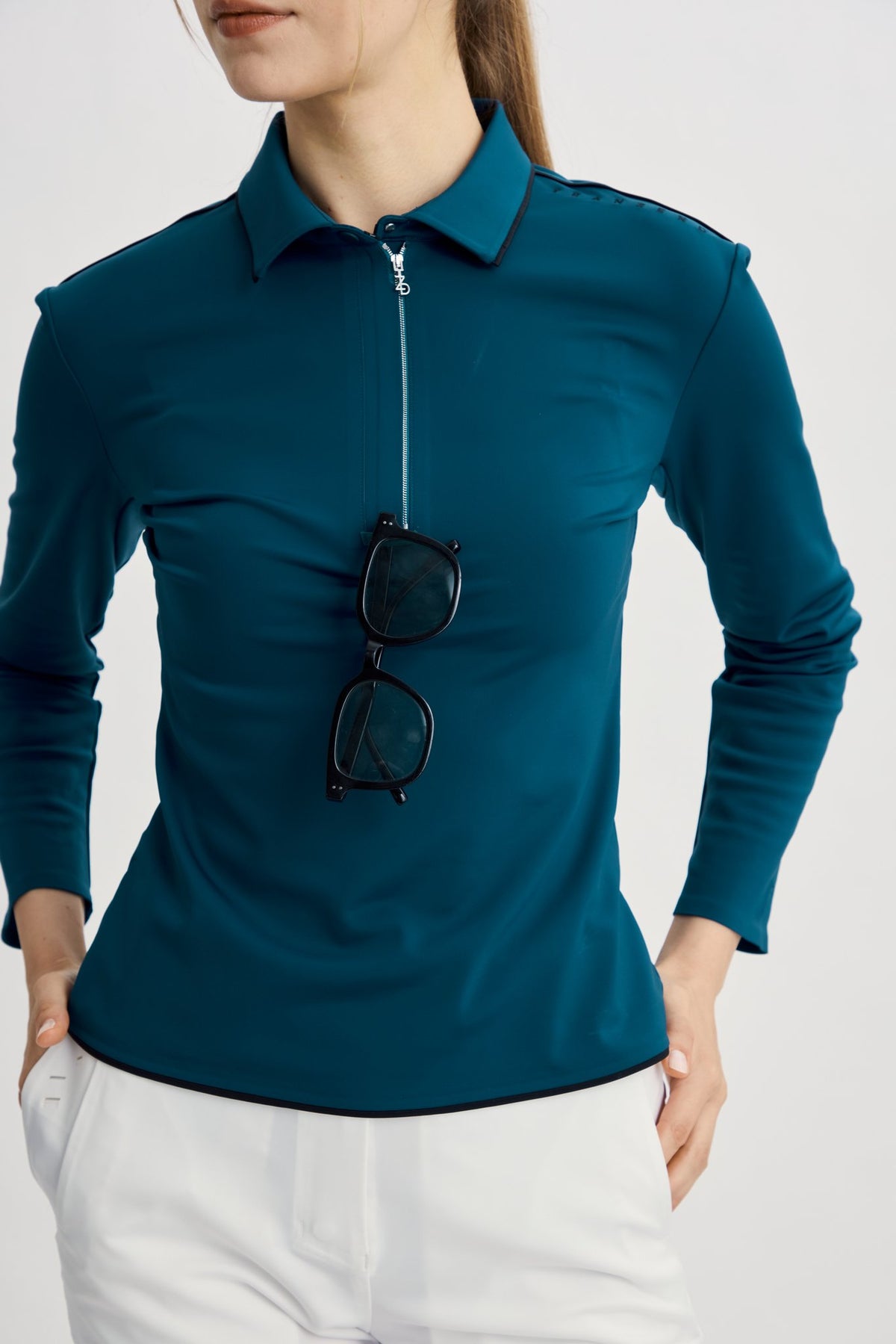 Drift Polo | Long Sleeves - Women - Peacock Blue - Second Image