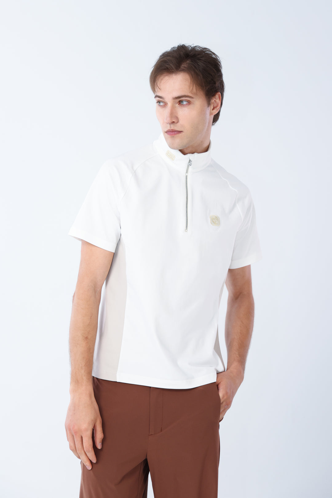 Quarter Zip Mock Neck Polo - Men