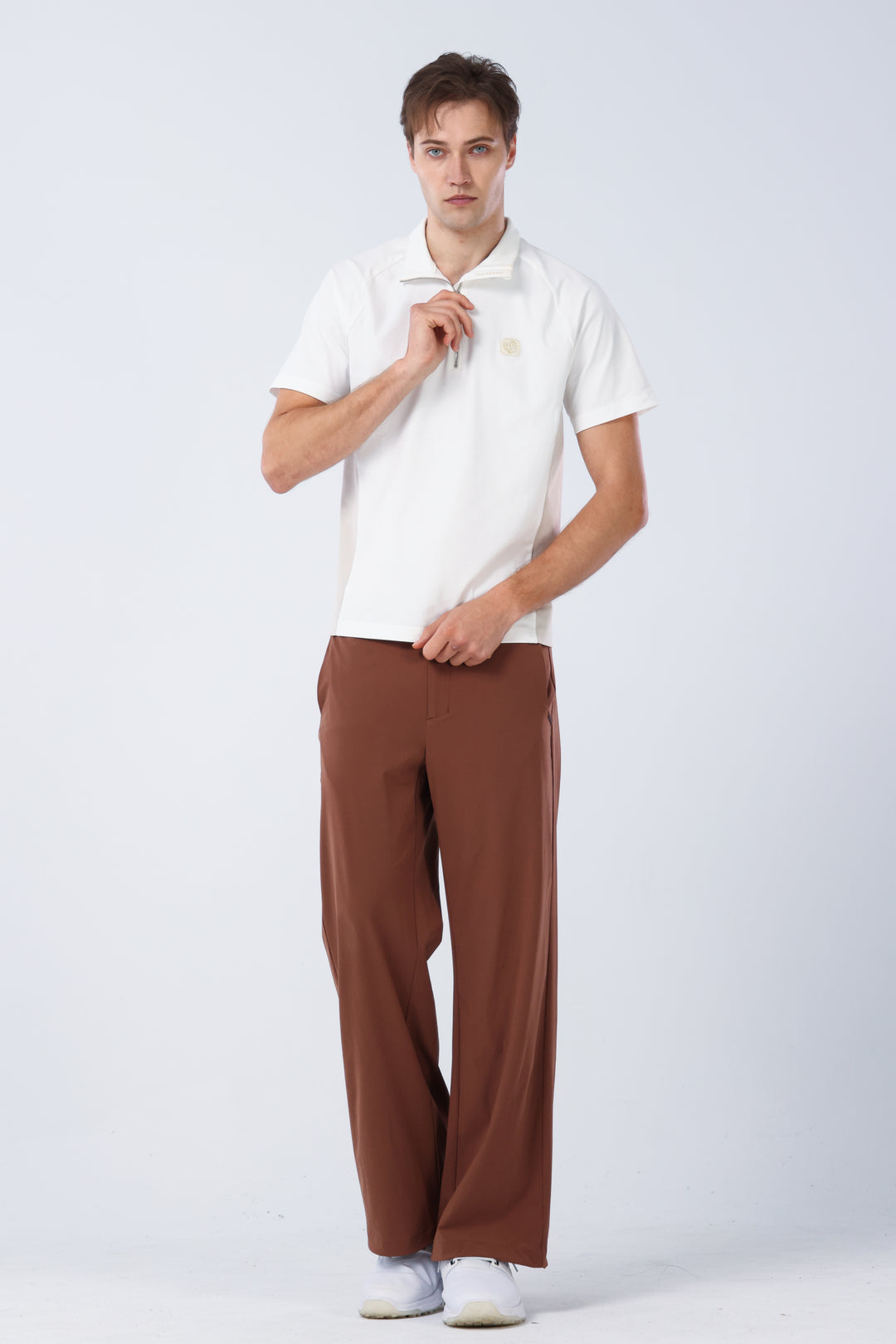 Quarter Zip Mock Neck Polo - Men