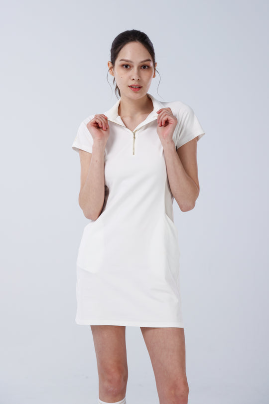 Quarter Zip Mock Neck Dress - Women