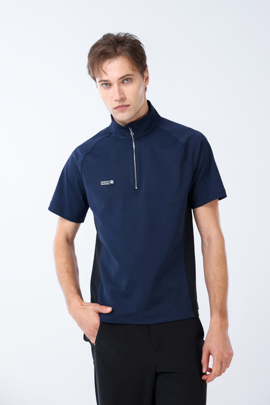 Quarter Zip Mock Neck Polo - Men