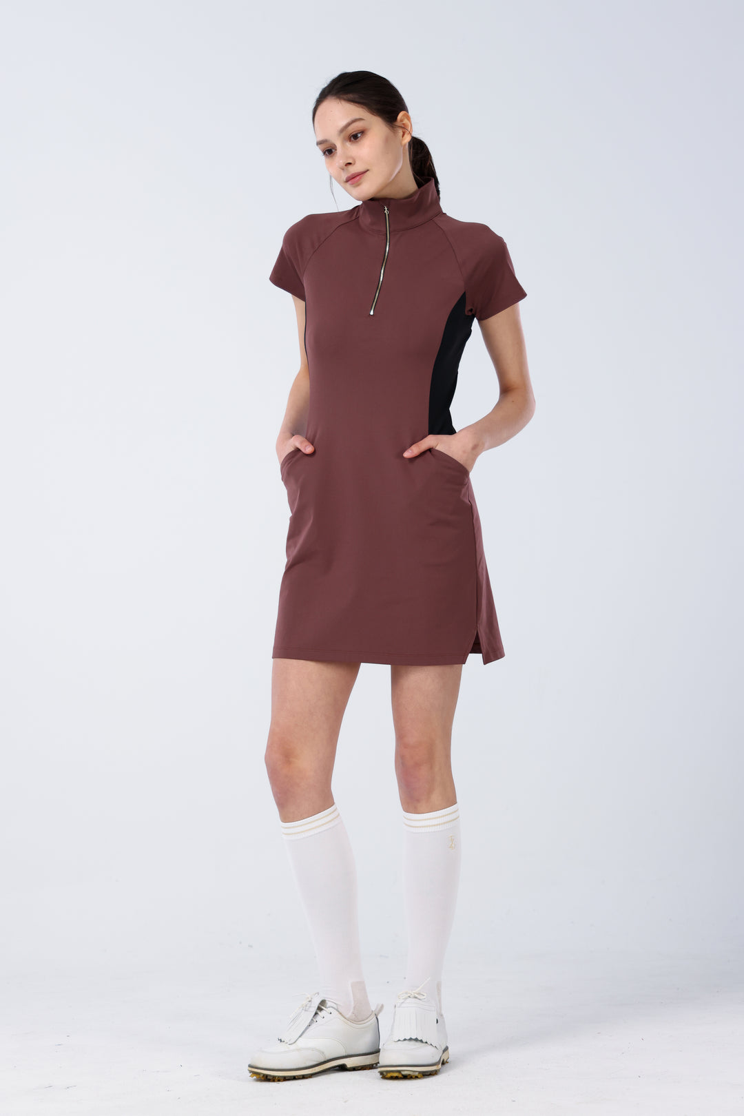 Quarter Zip Mock Neck Dress - Women