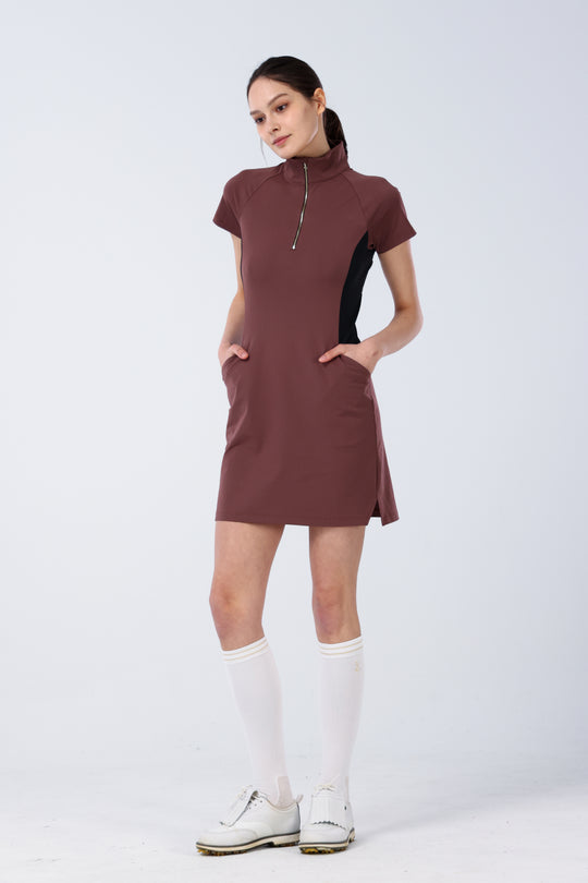 Quarter Zip Mock Neck Dress - Women