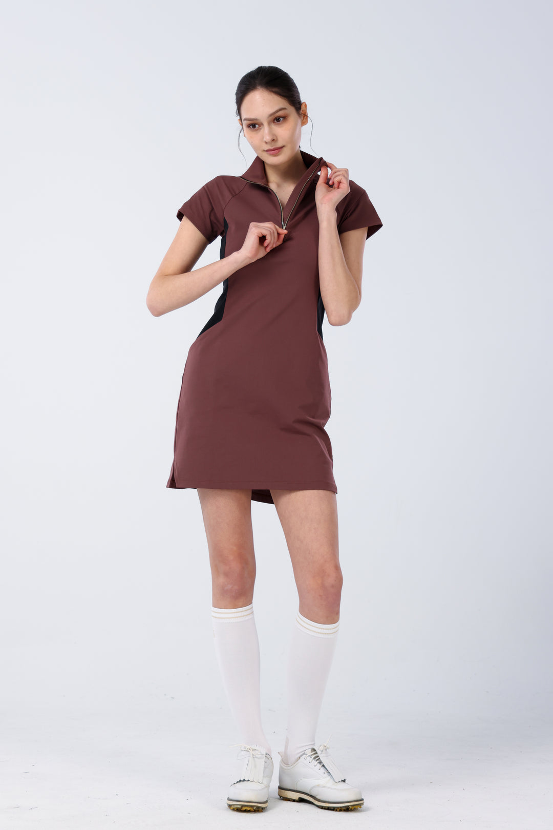 Quarter Zip Mock Neck Dress - Women