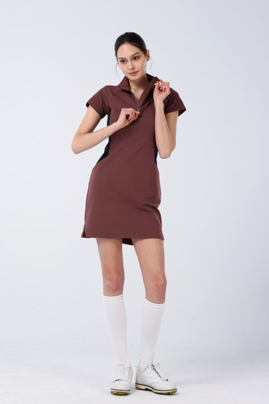 Quarter Zip Mock Neck Dress - Women