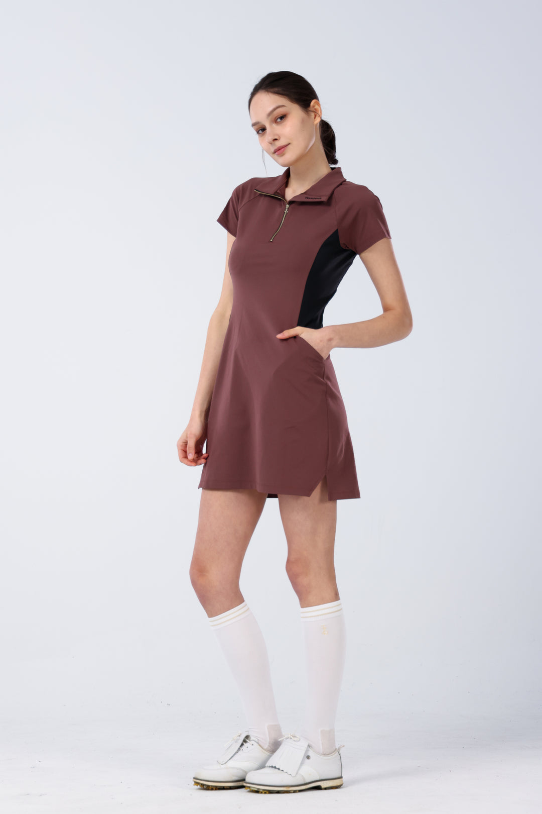 Quarter Zip Mock Neck Dress - Women