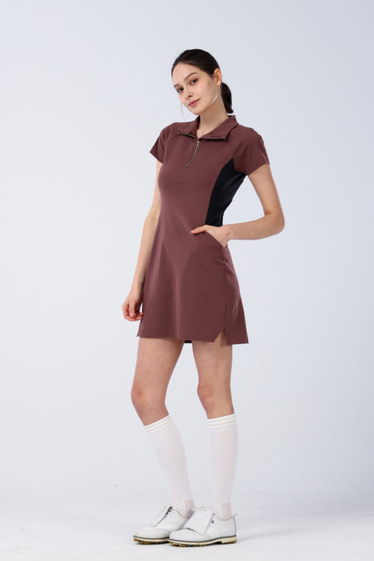 Quarter Zip Mock Neck Dress - Women