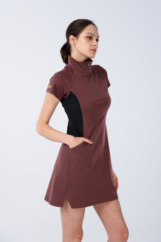 Quarter Zip Mock Neck Dress - Women
