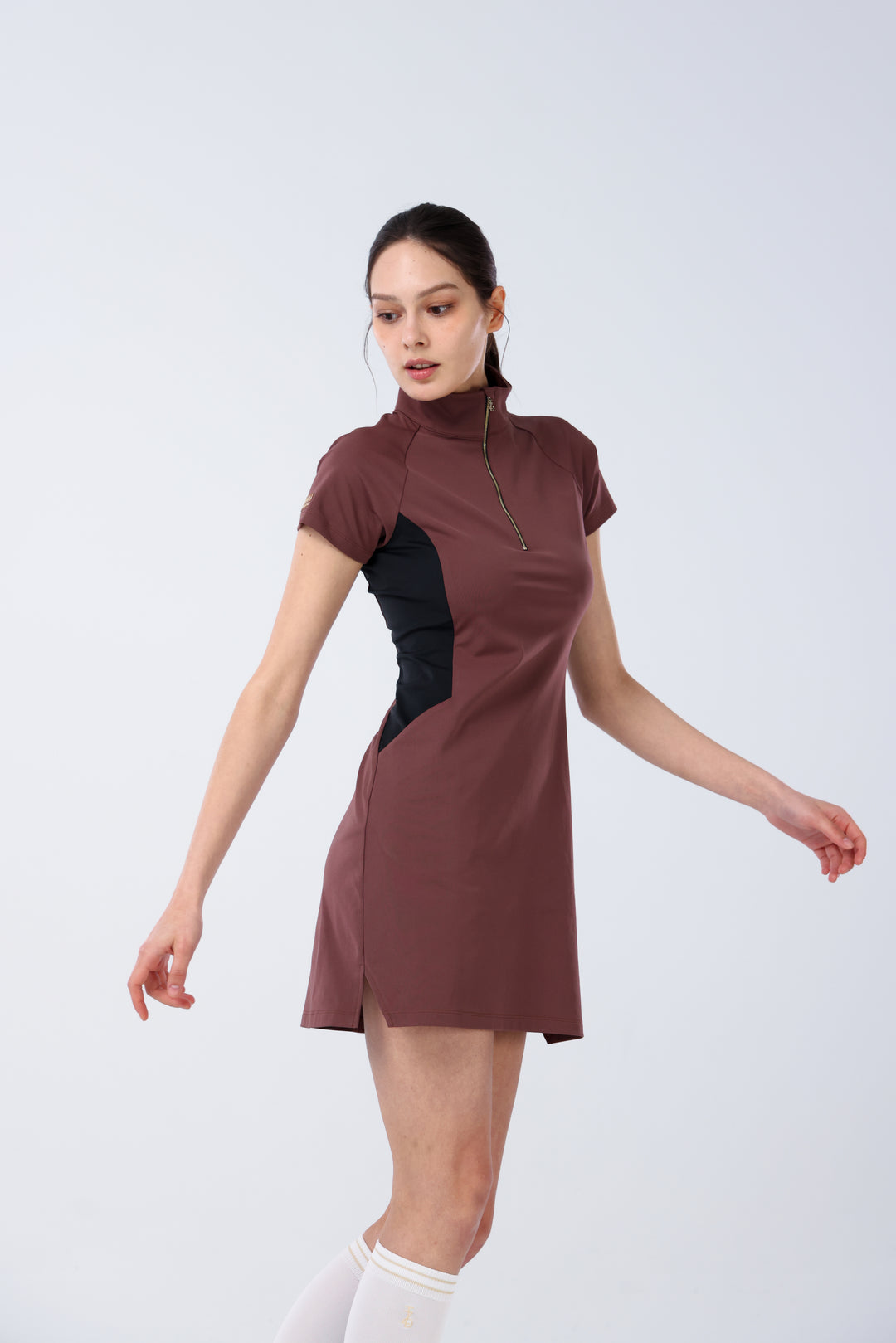 Quarter Zip Mock Neck Dress - Women