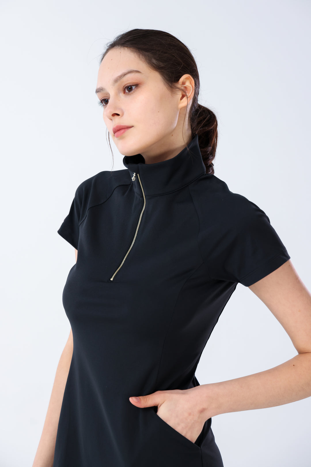 Quarter Zip Mock Neck Dress - Women