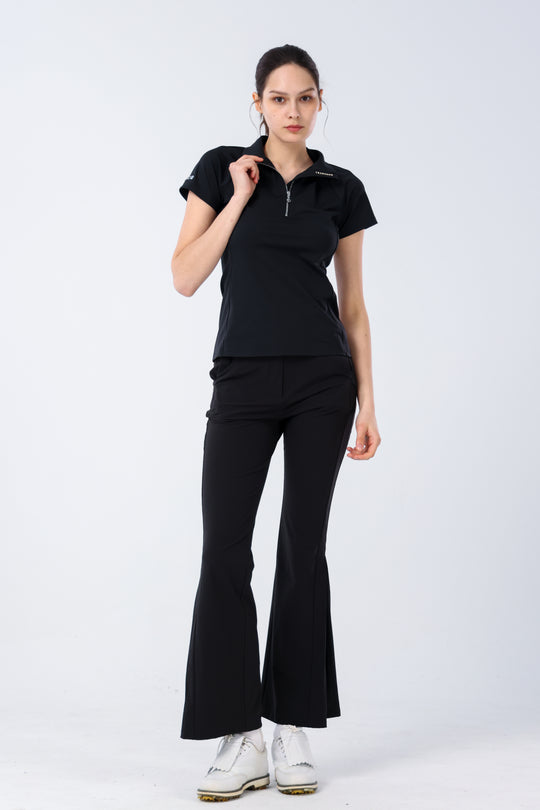 Quarter Zip Mock Neck Polo - Women