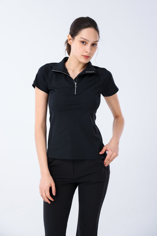 Quarter Zip Mock Neck Polo - Women