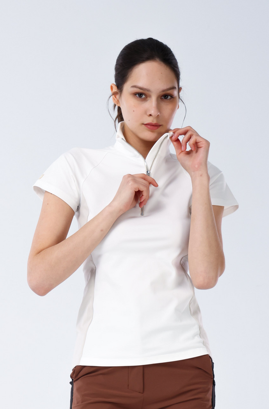 Quarter Zip Mock Neck Polo - Women