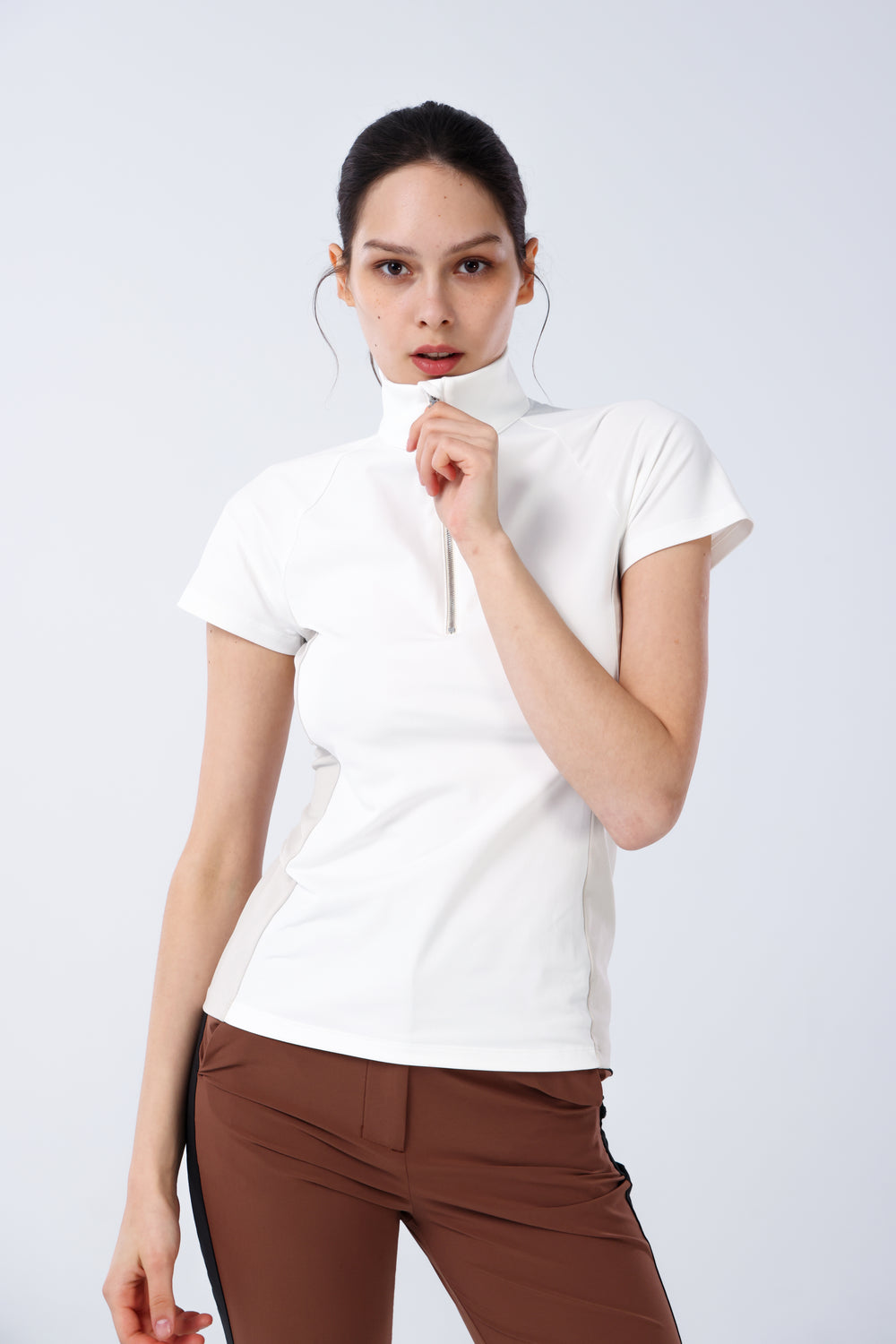 Quarter Zip Mock Neck Polo - Women