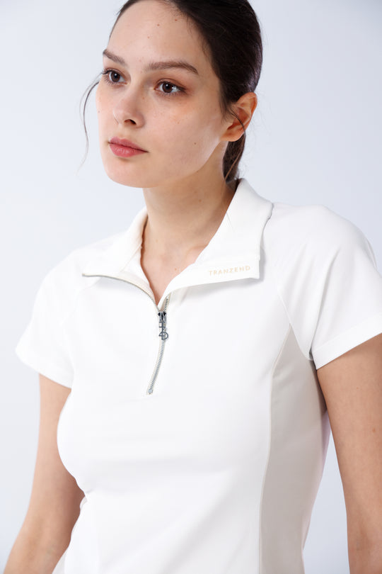 Quarter Zip Mock Neck Polo - Women
