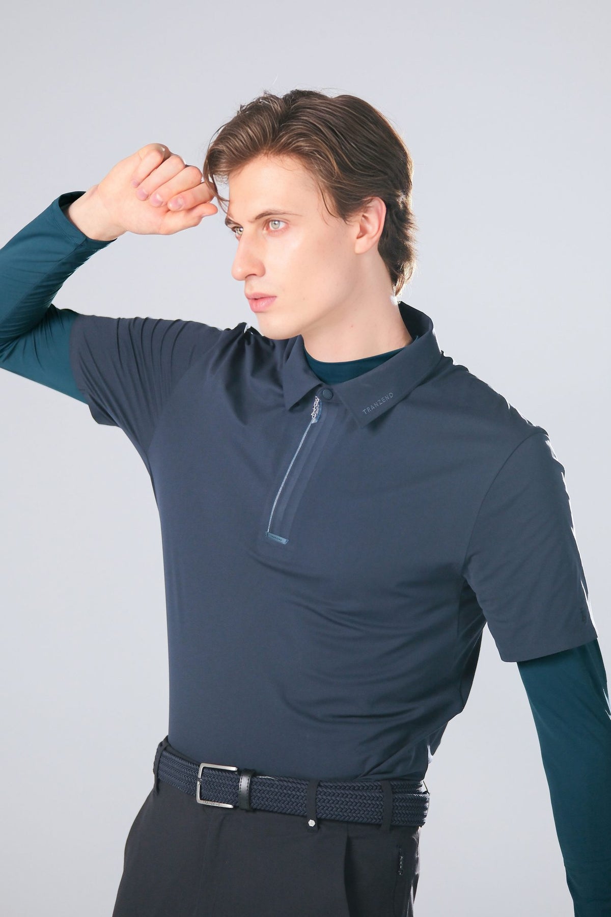 Drift Polo | Short Sleeves - Men - Navy - Styled with long sleeve base layer