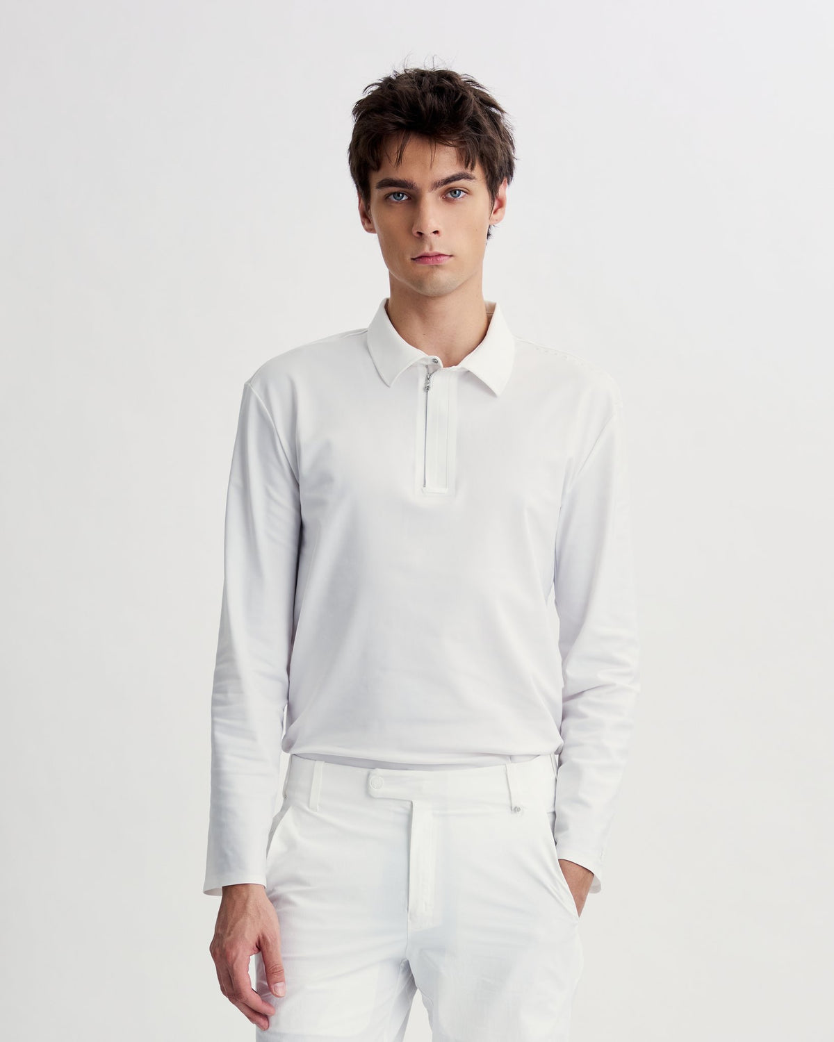 Drift Polo | Long Sleeves - Men - White - Cover