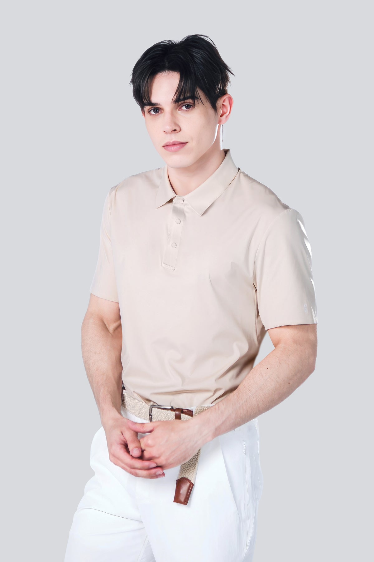 Ice Glaze Polo | Short Sleeves - Men - Beige - Cover