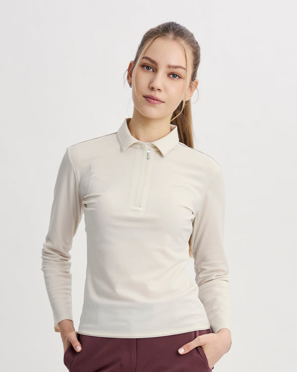 Drift Polo | Long Sleeves - Women - Beige - Cover