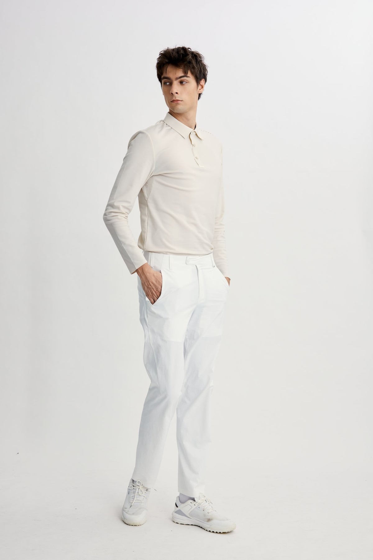 Infinite Glide Polo | Long Sleeves - Men - Beige - Image 4
