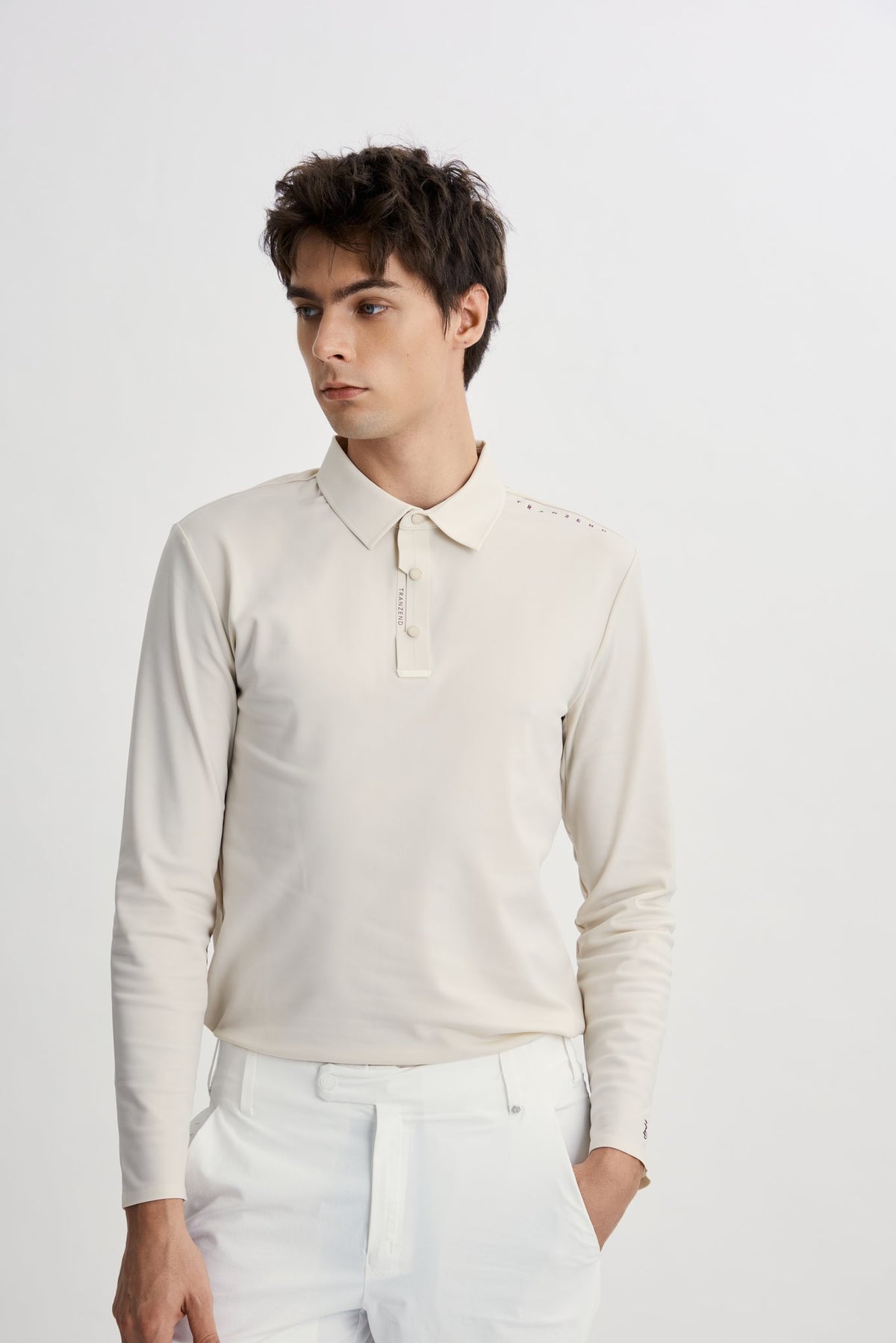 Infinite Glide Polo | Long Sleeves - Men - Beige - Image 5