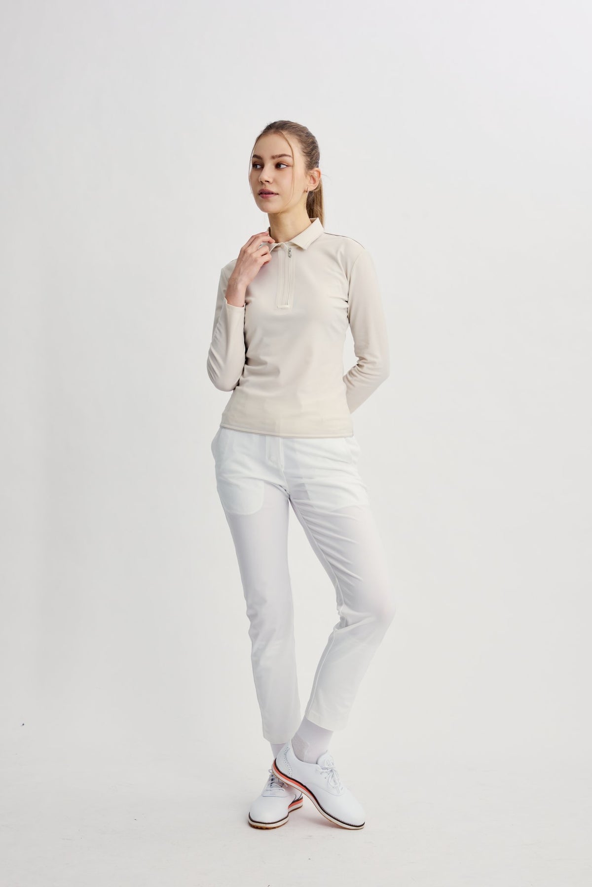 Drift Polo | Long Sleeves - Women - Beige - Image 15
