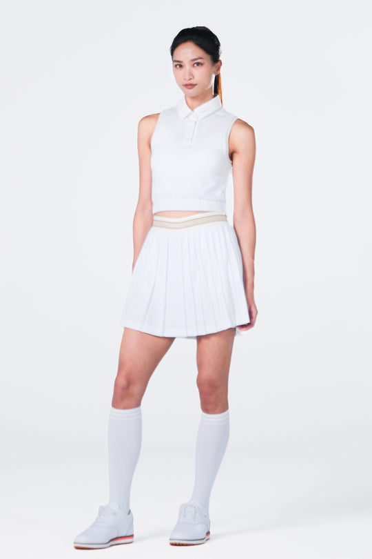 Sleeveless Cropped Polo - Women - Beige - Variant Color White - 首圖.jpg
