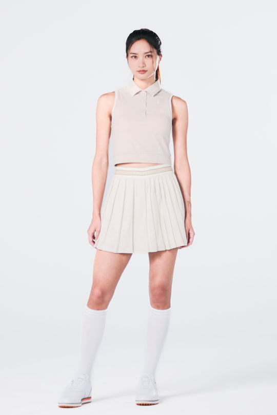 Sleeveless Cropped Polo - Women - Black - Variant Color Beige - 首圖.jpg