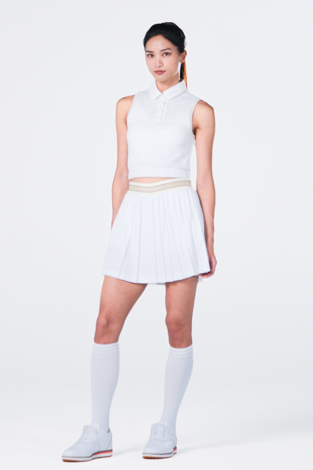 Sleeveless Cropped Polo - Women - White - 首圖.jpg