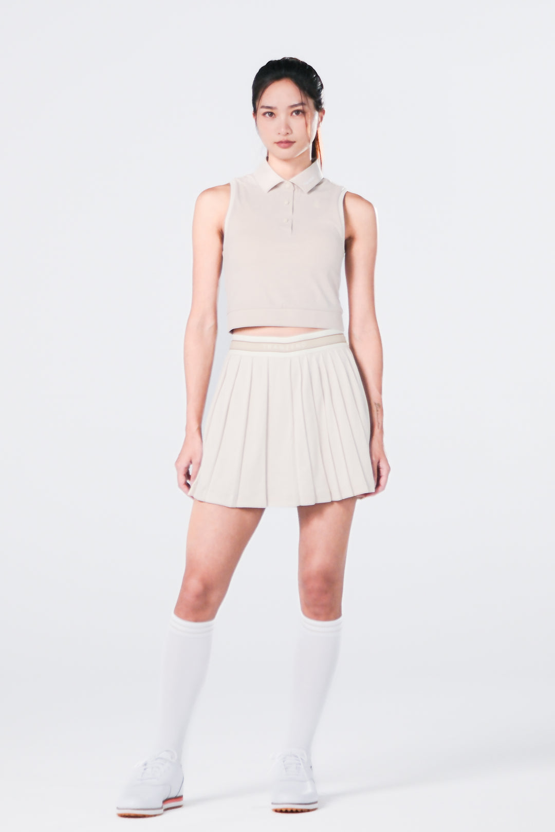 Sleeveless Cropped Polo - Women - Beige - 首圖.jpg