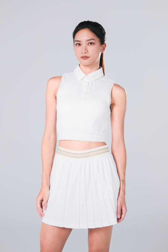 Sleeveless Cropped Polo - Women - White - Cover.jpg