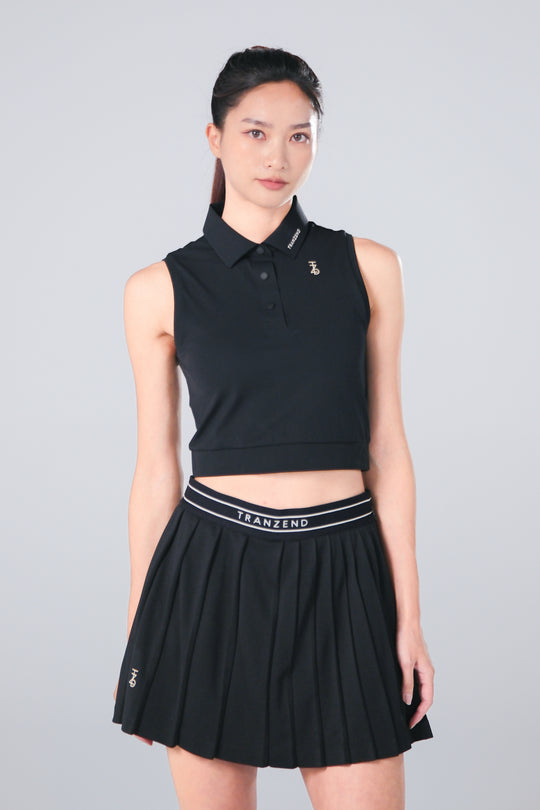 Sleeveless Cropped Polo - Women - Black - DSCF0156.jpg