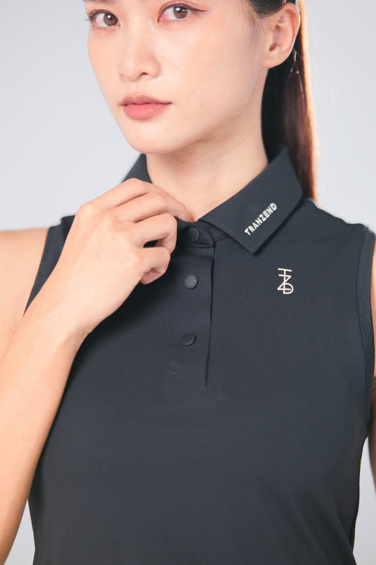 Sleeveless Cropped Polo - Women - Black - DSCF0224.jpg