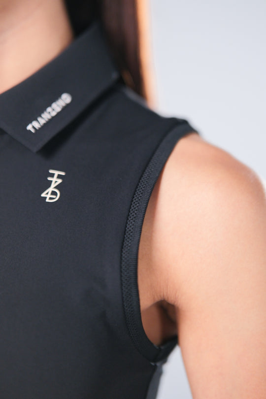 Sleeveless Cropped Polo - Women - Black - DSCF0233.jpg