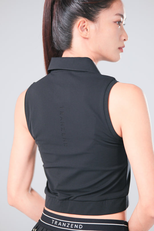 Sleeveless Cropped Polo - Women - Black - DSCF0236.jpg