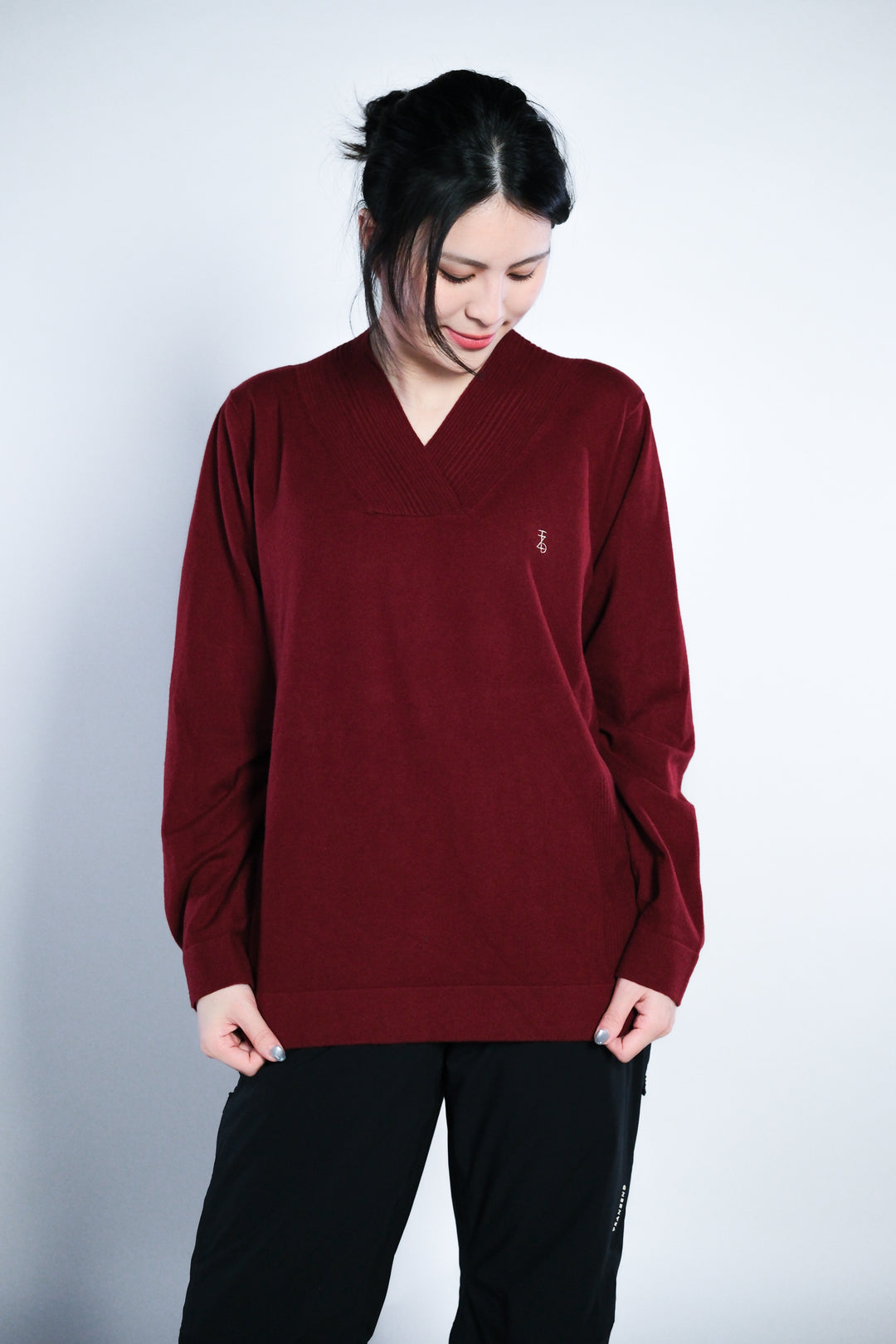 Vネック ウールブレンド セーター - メンズ