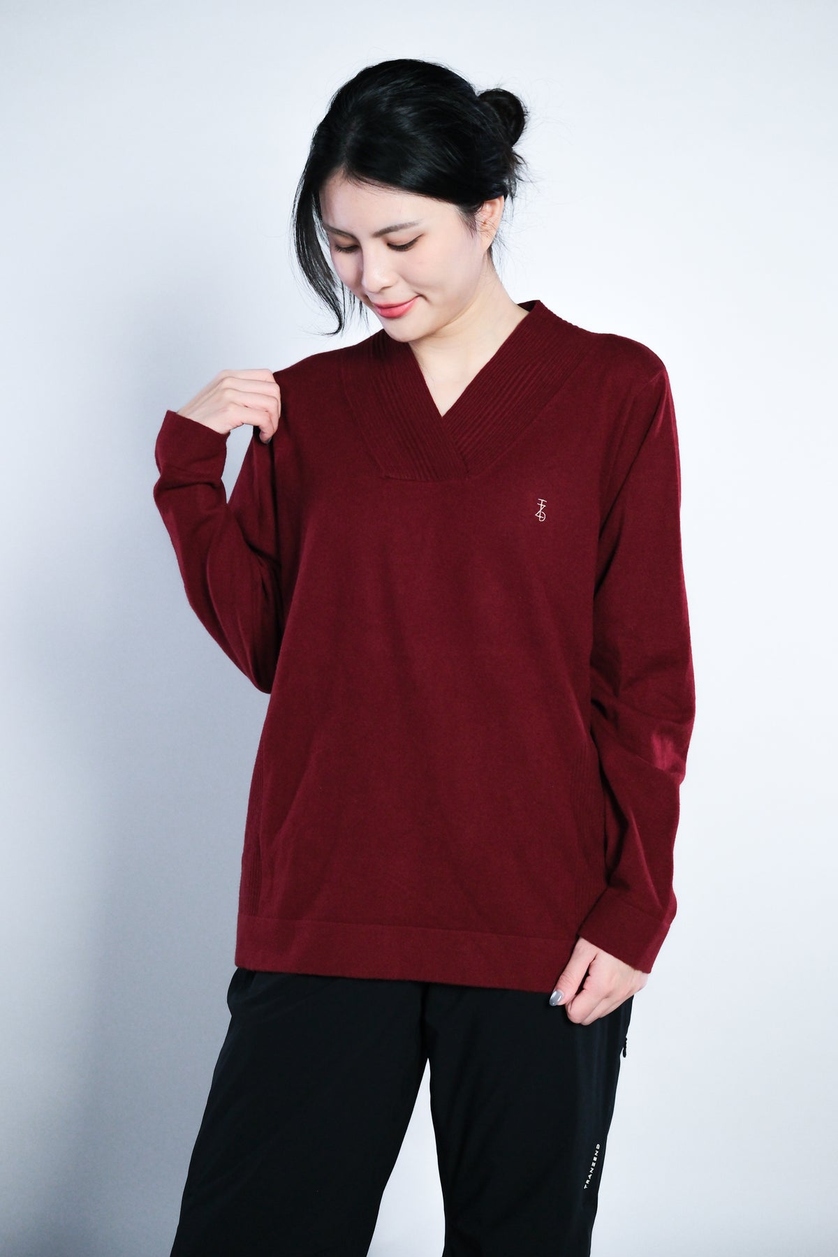 V-neck Wool Blend Sweater - Women