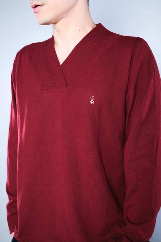 Vネック ウールブレンド セーター - メンズ