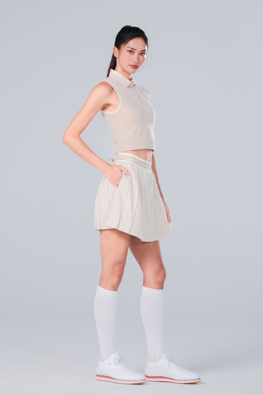Sleeveless Cropped Polo - Women - Beige - DSCF9661.jpg