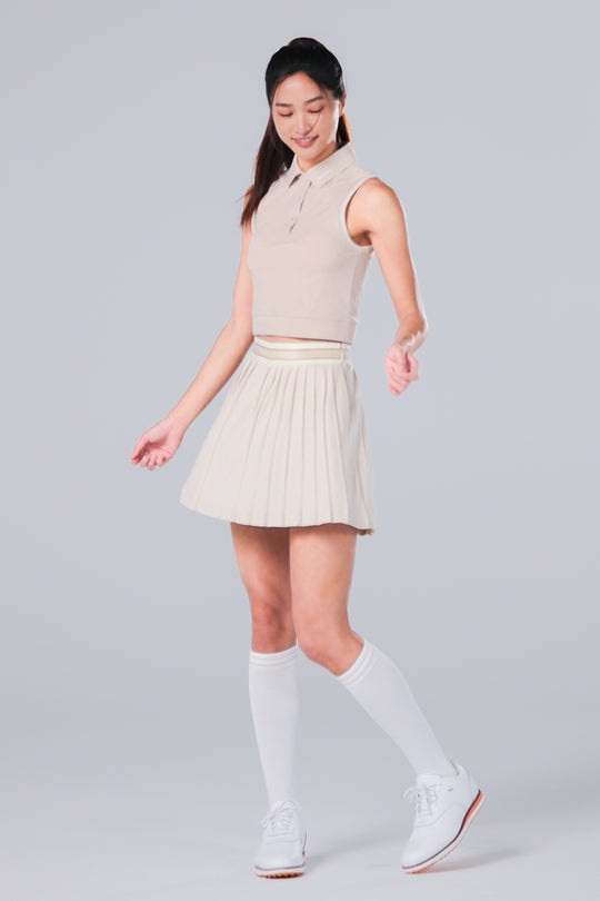Sleeveless Cropped Polo - Women - Beige - DSCF9670.jpg