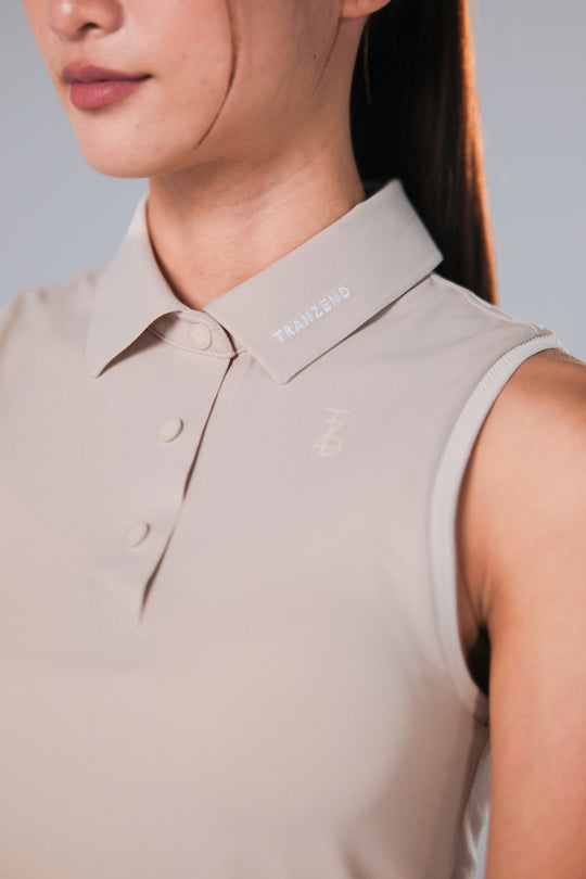 Sleeveless Cropped Polo - Women - Beige - DSCF9753.jpg