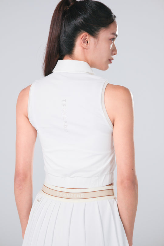 Sleeveless Cropped Polo - Women - White - DSCF9973.jpg