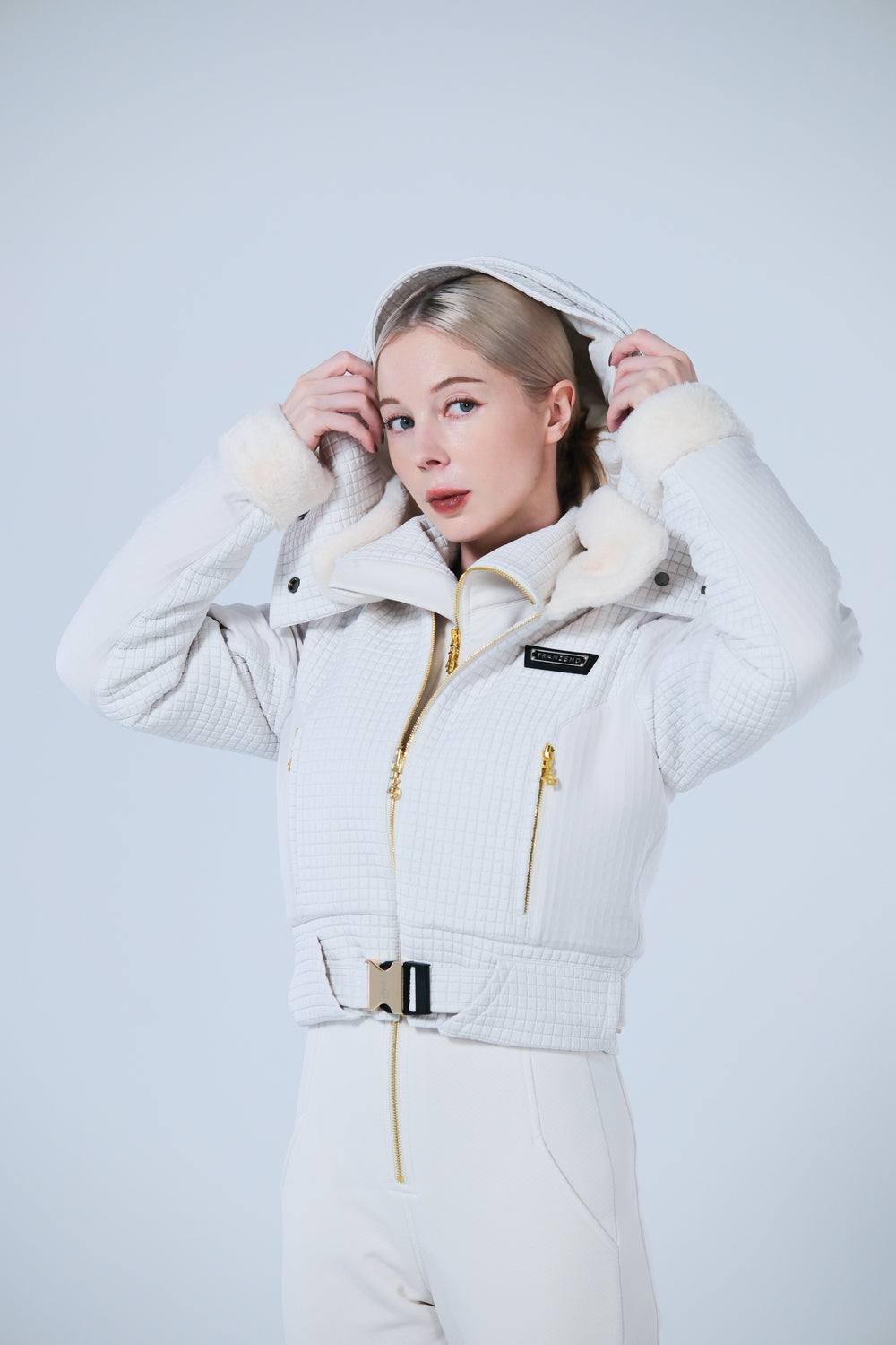 Ski Suit and Beige Cropped Ski Jacket Set