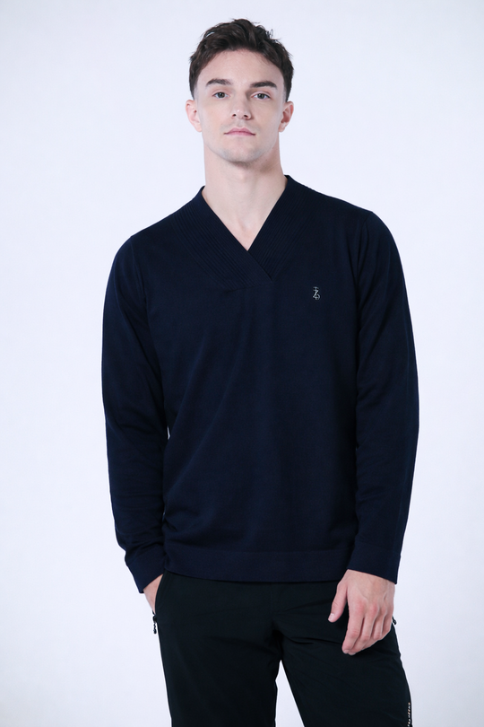 V-neck Wool Blend Sweater - Men