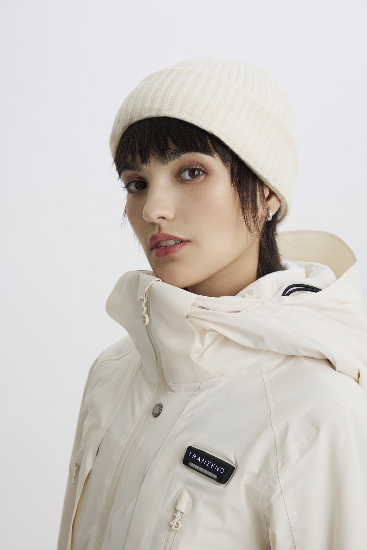 Balaclava Knitted Hat - Beige - Women - Cover